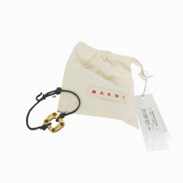 中古】マルニ MARNI 21AW レザー ベルト ストーン ブレスレット 牛革