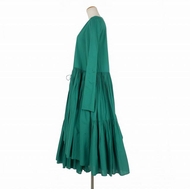 中古】マーレット Merlette ワンピース ロング 長袖 グリーン 緑 1577