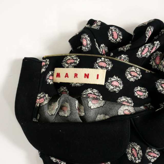 マルニ MARNI ノースリーブブラウス 襟付き ビジュー柄 40 黒 - シャツ