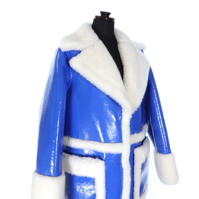 【中古】スタンドスタジオ STAND STUDIO Aubrey Coat フェイクファー ムートンコート ジャケット 長袖 34 ブルー 青_2