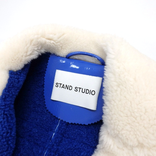【中古】スタンドスタジオ STAND STUDIO Aubrey Coat フェイクファー ムートンコート ジャケット 長袖 34 ブルー 青_4
