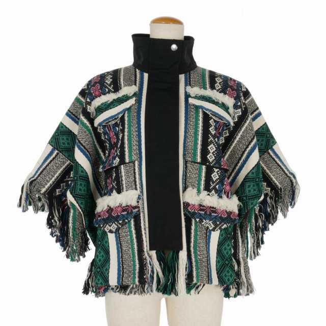 【中古】サカイ sacai 22SS ラグジャガードブルゾン フリンジ ジャケット 1 マルチカラー 22-05993 レディース