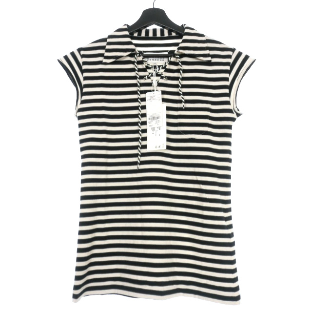 【中古】メゾンマルジェラ 10 Maison Margiela 10 22SS ボーダー ポロシャツ カットソー S ホワイト/ブラック 黒 白の通販は 7,800円