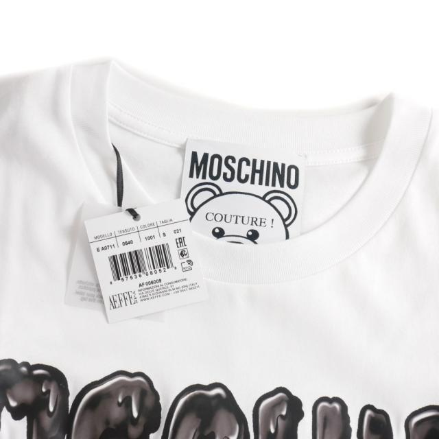 【中古】未使用品 モスキーノ MOSCHINO バッド テディベア プリント オーバーサイズ Tシャツ カットソー 半袖 S 白_4