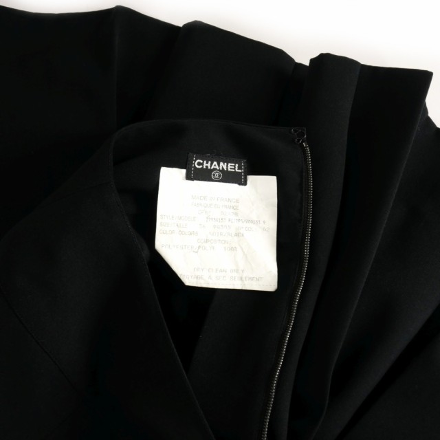 【中古】シャネル CHANEL ボックスプリーツスカート ひざ丈 黒 ブラック 2795V153 レディース