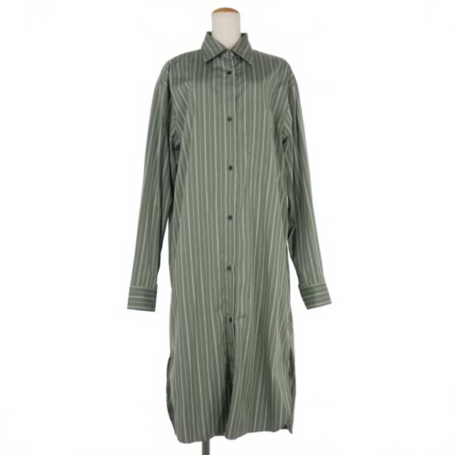 【中古】ドリスヴァンノッテン DRIES VAN NOTEN ストライプ ロングシャツ ワンピース S 緑 グリーン レディースの通販は