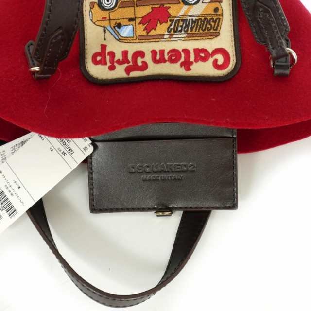 【中古】ディースクエアード DSQUARED2 22AW ワッペン ウールフェルト ハンドバッグ 赤 レッド S83HB0047 レディース