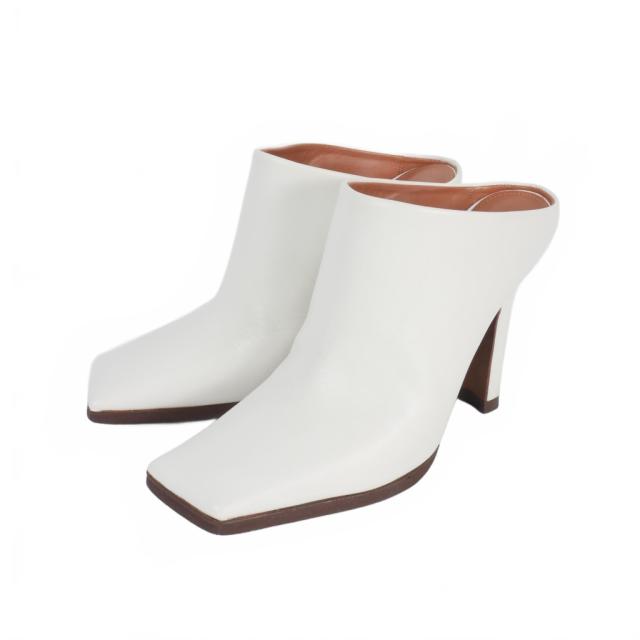 【中古】ヴェトモン ベトモン VETEMENTS 20SS スクエアトゥ ミュール ヒール サボサンダル 36 白 ホワイト レディース