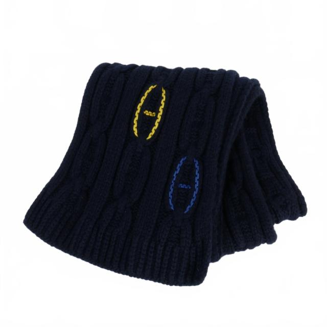 【中古】エルメス HERMES トリマイヨン シェーヌダンクル レザー ディティール マフラー カシミヤ 紺 ネイビー メンズの通販は