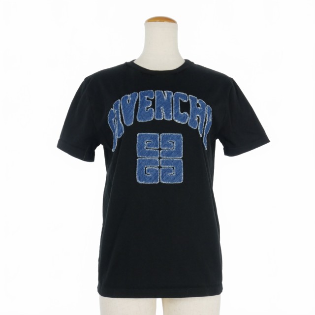 【中古】ジバンシィ GIVENCHY キッズ ボーイ デニム ロゴパッチ Tシャツ カットソー 半袖 12 黒 ブラック H30167