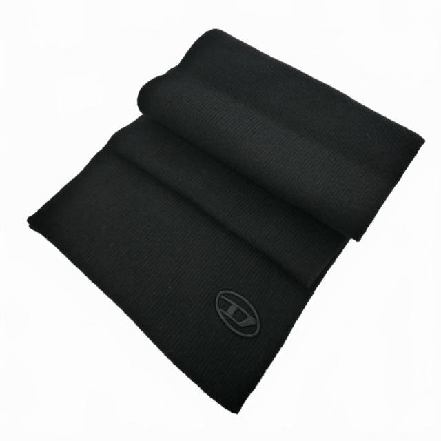 【中古】ディーゼル DIESEL マフラー ストール Dロゴ ワンポイント刺?ロゴ UNI 黒ブラック レディースの通販は 7,560円