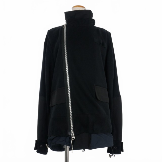 【中古】サカイ sacai 22SS グログラン ミックス ニット ブルゾン 1 黒 ブラック 22-02682M メンズ