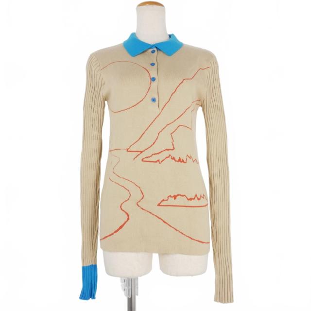 【中古】パム PSMM 月のある風景のリブニット セーター コットン F ベージュ レディース