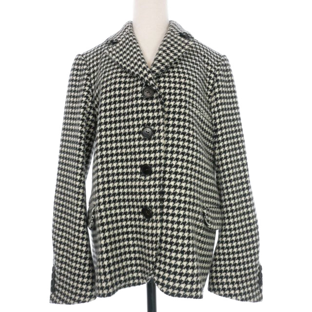 【中古】ニナリッチ NINA RICCI  ハウンドトゥース 4B テーラードジャケット ブレザー ブラック/ホワイト 白 黒