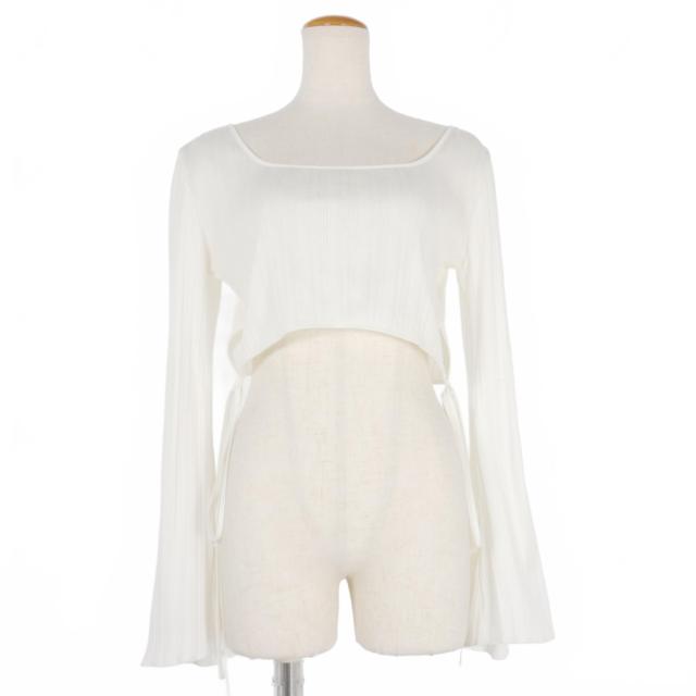 【中古】マメクロゴウチ  Mame Kurogouchi 24SS ランダムリブ クロップド トップス カットソー 2 白 MM24SS-JS051