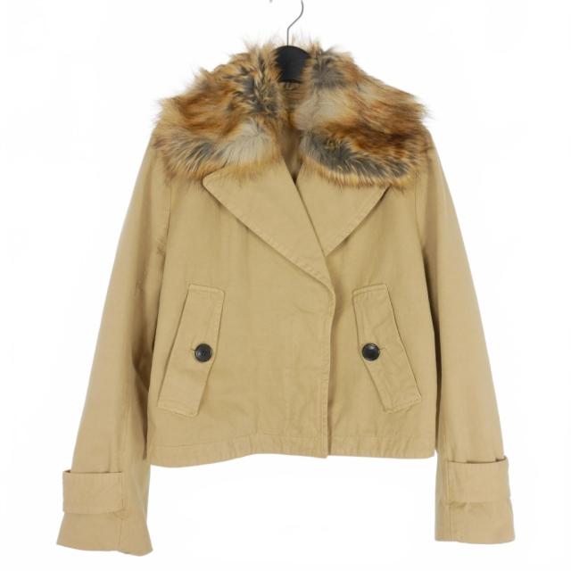 【中古】ドリスヴァンノッテン DRIES VAN NOTEN ファー付き ショート ジャケット ブルゾン 36 ベージュ レディース