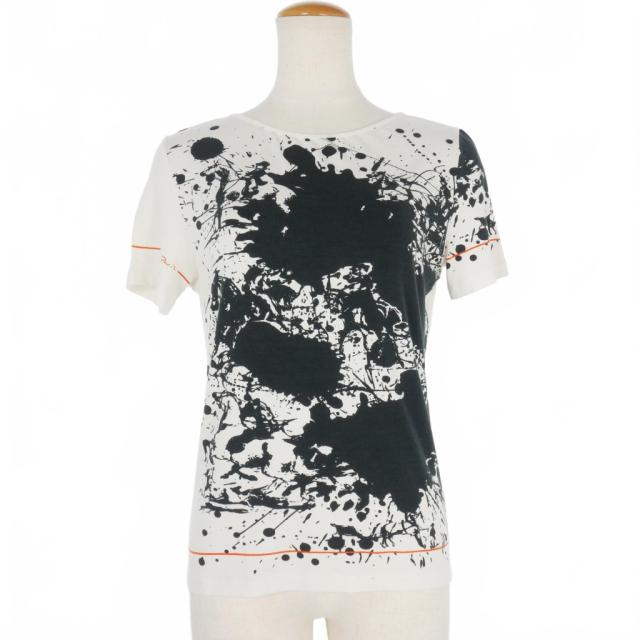 【中古】エルメス HERMES マルジェラ期 思いがけない馬 スプラッシュ プリント Tシャツ カットソー 半袖 ME 白