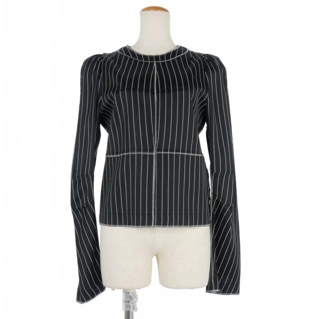 【中古】未使用品 メゾンマルジェラ Maison Margiela 22AW ピンストライプ パフスリーブ ブラウス シャツ 長袖 38 黒の通販は