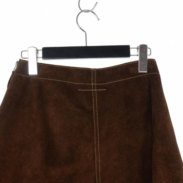 【中古】未使用品 メゾンマルジェラ MM6 Maison Margiela 22AW スエードレザー ミニスカート 裏ボア 36 茶 ブラウン_3
