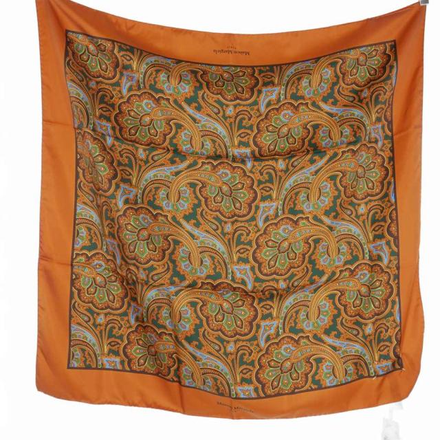 メゾンマルジェラ ペイズリー柄 シルクスカーフ マスタード