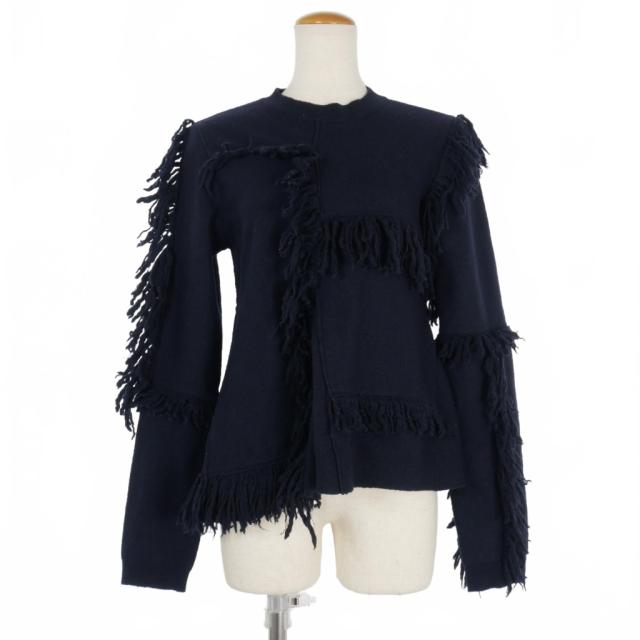 【中古】ステラマッカートニー STELLA McCARTNEY フリンジ 切替ニット セーター 36 紺 ネイビー 577536 レディース
