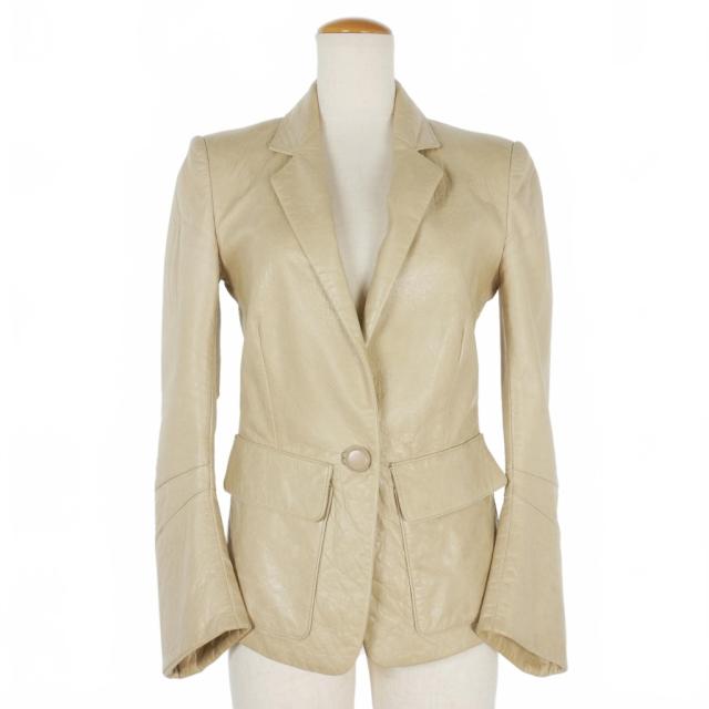 【中古】バレンシアガ BALENCIAGA 二コラ期 レザー テーラードジャケット 34 ベージュ 172967 レディース 12,000円