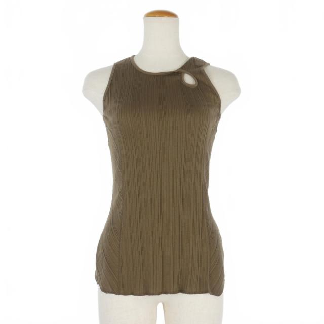 【中古】未使用品 マメクロゴウチ 24AW ランダムリブ オーガニックコットン ノースリーブ トップス タンクトップ 1