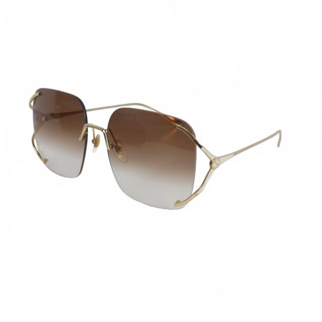 【中古】グッチ GUCCI サングラス メタル スクエア シェード ゴールド 金 GG0646S 002 60□17-135 レディース