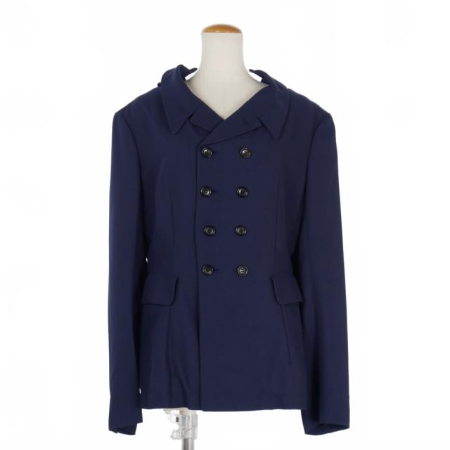 【中古】コムデギャルソン コムコム 08SS ドッキング ダブル ジャケット L 紺 ネイビー AD2007 RA-J001