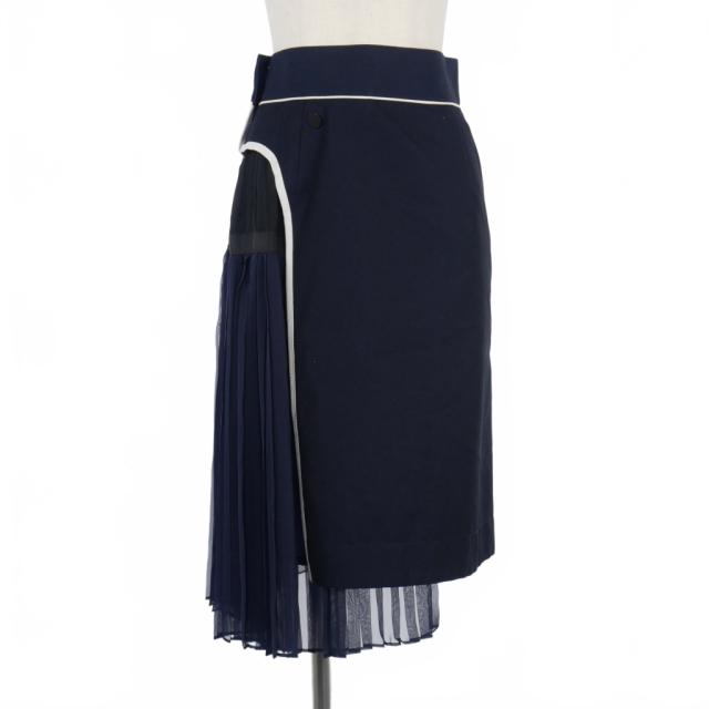 Sacai サカイ ラッププリーツ 巻きスカート レディース ネイビー 15