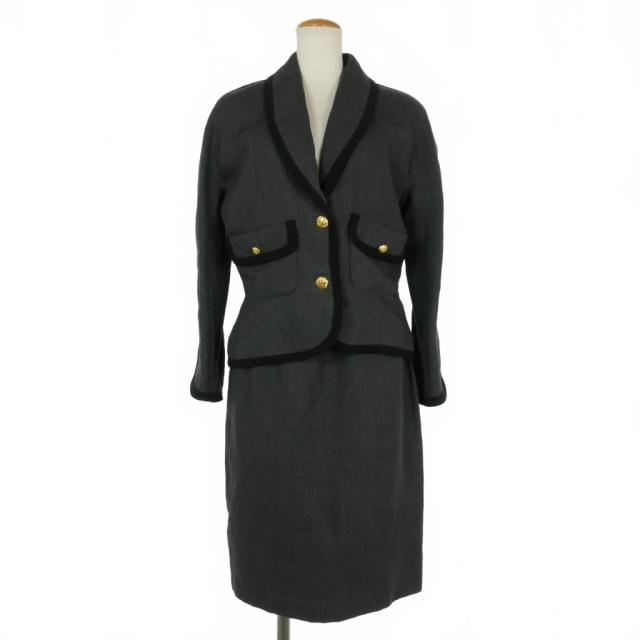 CHANEL シャネル スーツ　リネン　　　パイピング　ジャケット　スカート CHANEL シャネル スーツリネンパイピングジャケットスカート