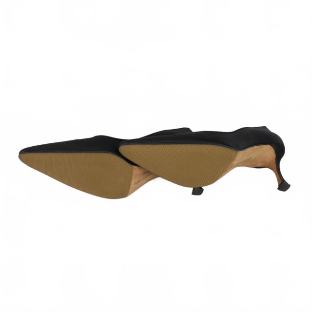 【中古】マノロブラニク MANOLO BLAHNIK サテン ヒールパンプス ポインテッドトゥ 37 1/2 ブラック 黒 レディース 中古】マノロブラニク MANOLO BLAHNIK サテン ヒールパンプス ポイン