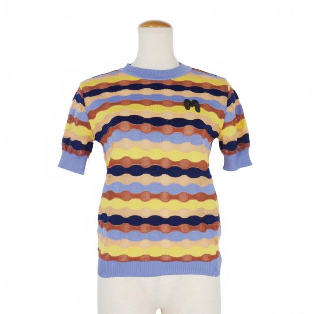 【中古】ミッソーニ MISSONI 胸ロゴ ニット 半袖 ジグザグ柄 40 マルチカラー 2DN00268 2K006H レディース