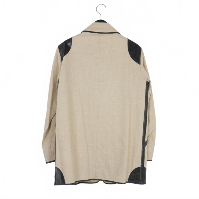 フェラガモ】ニットジャケット ジップアップ レザーパイピング