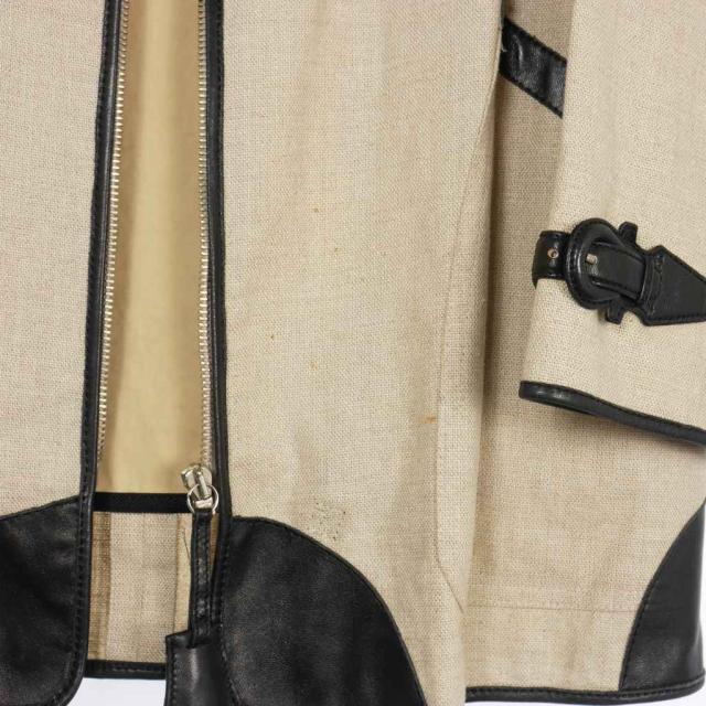 フェラガモ】ニットジャケット ジップアップ レザーパイピング ジップ