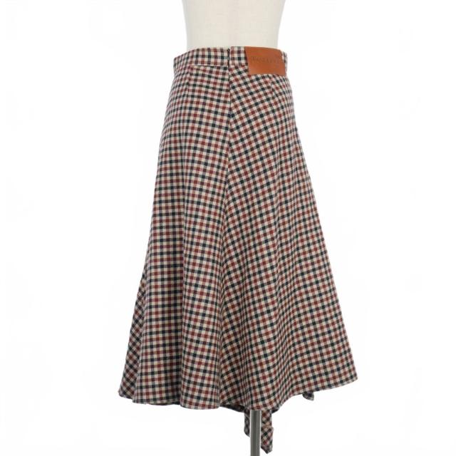 【中古】ジェイダブリューアンダーソン JWアンダーソン J.W.ANDERSON チェック柄 アシンメトリーヘム フレアスカート