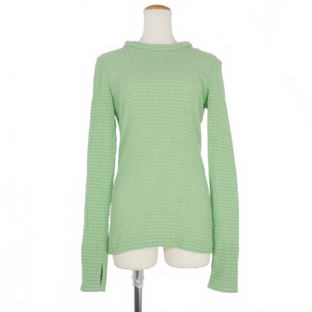 【中古】ジルサンダー JIL SANDER 23SS Long Sleeve Crinkle Top ロングスリーブ カットソー 長袖 34 グリーン 緑