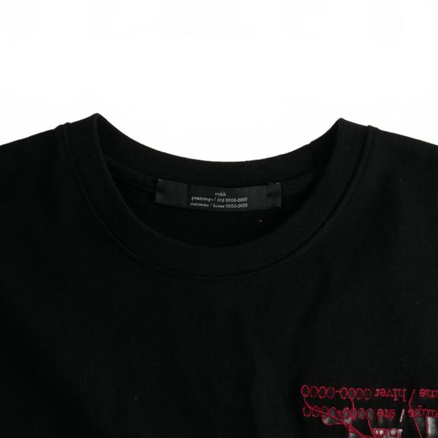 中古】ロク ロック rokh Embroided Words T-Shirt ロゴ刺繍 クルー