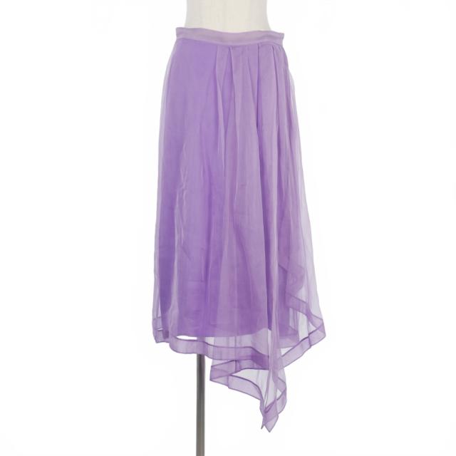 【中古】グッチ GUCCI 20SS オーガンジー シルク ロングスカート 42 紫 パープル 617407 レディース