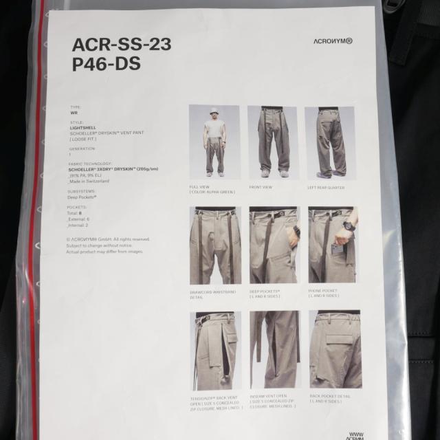 【中古】アクロニウム ACRONYM 23SS schoeller DryskinTM Vent Pant カーゴパンツ M 黒 ブラック ACR-SS-23 P46-DS_8