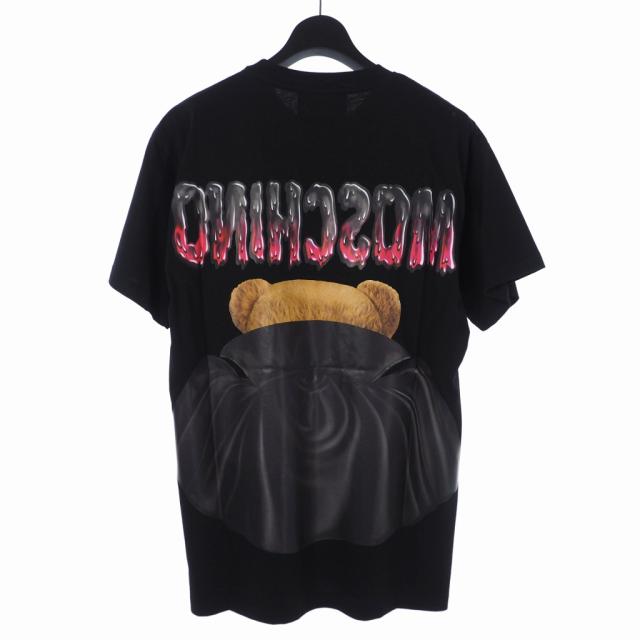 【中古】未使用品 モスキーノ MOSCHINO 20SS バッド テディベア プリント Tシャツ カットソー 半袖 XXS ブラック 黒_1