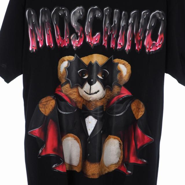 【中古】未使用品 モスキーノ MOSCHINO 20SS バッド テディベア プリント Tシャツ カットソー 半袖 XXS ブラック 黒_2