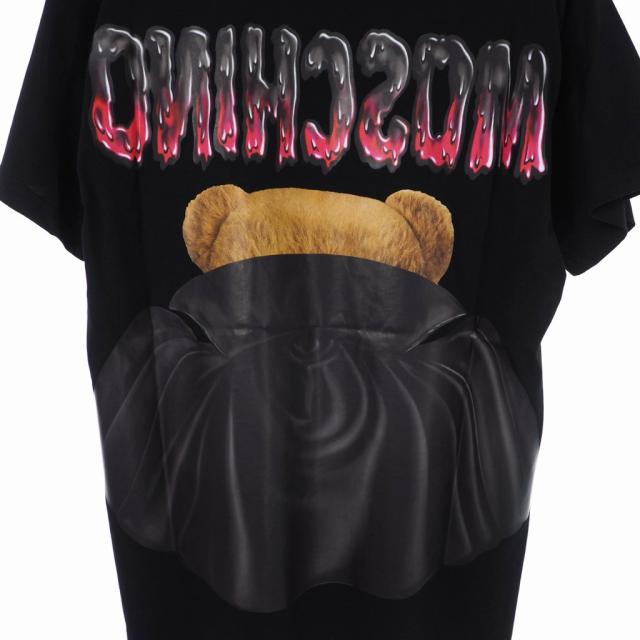 【中古】未使用品 モスキーノ MOSCHINO 20SS バッド テディベア プリント Tシャツ カットソー 半袖 XXS ブラック 黒_3