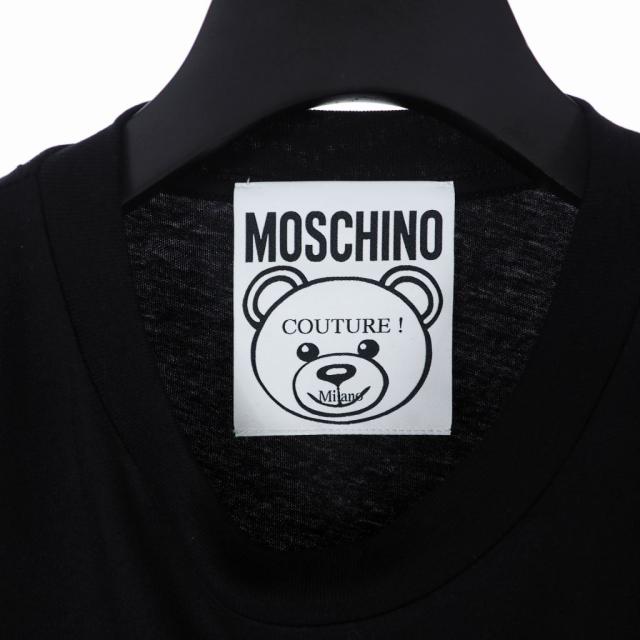 【中古】未使用品 モスキーノ MOSCHINO 20SS バッド テディベア プリント Tシャツ カットソー 半袖 XXS ブラック 黒_4