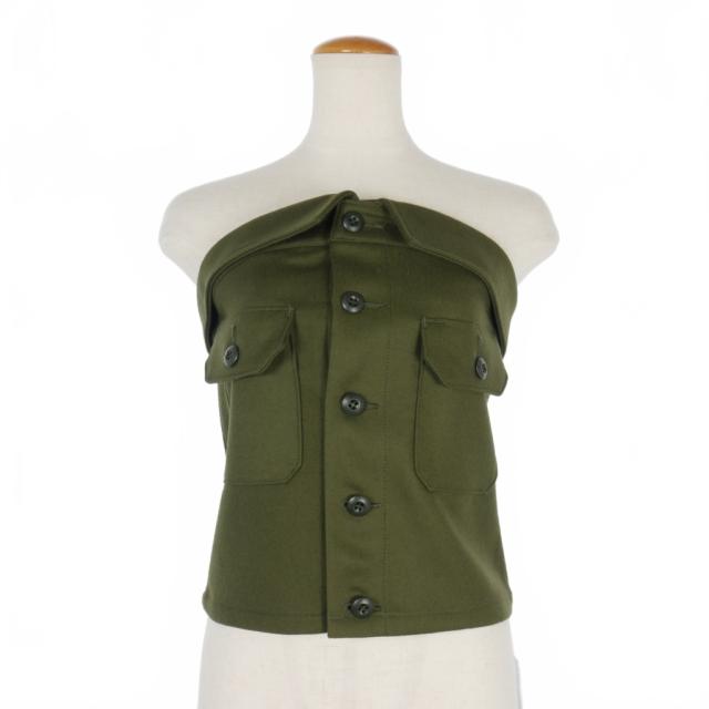 【中古】未使用品 ハイク HYKE 24AW WOOL STRAPLESS TOP ウール ビスチェ M オリーブ 緑 17458-0101 レディース