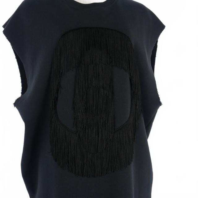 【中古】未使用品 メゾンマルジェラ MM6 Maison Margiela 25SS ノースリーブ フリンジ スウェット S 黒 レディース_2