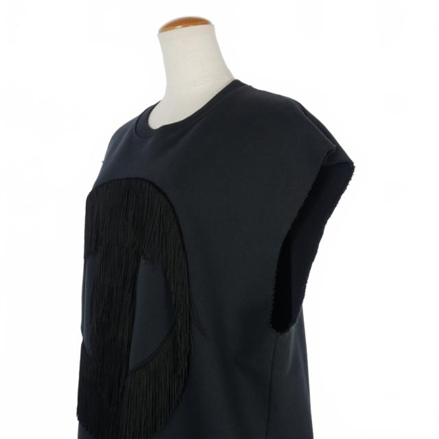 【中古】未使用品 メゾンマルジェラ MM6 Maison Margiela 25SS ノースリーブ フリンジ スウェット S 黒 レディース_3