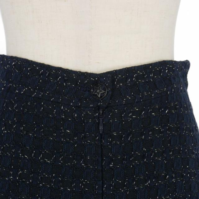 【中古】シャネル CHANEL ツイード スカート ひざ丈 36 紺 ネイビー P31379V21079 レディース_3