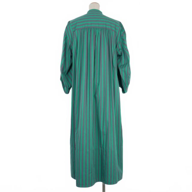 【中古】ジルサンダー JIL SANDER 2022 リゾートコレクション シャツワンピース バルーンスリーブ ストライプ 36 緑 中古】ジルサンダー JIL SANDER 2022 リゾートコレクション シャツ