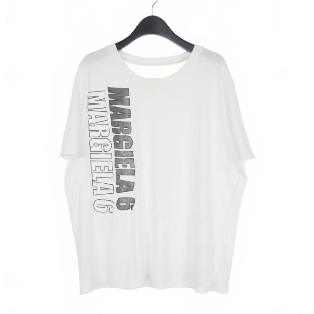 【中古】エムエムシックス メゾンマルジェラ MM6 Maison Margiela ロゴプリント Tシャツ カットソー 半袖 M 白
